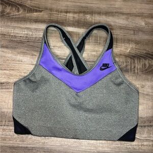 Nike Women's Heather Gray and Violet Sports Bra
